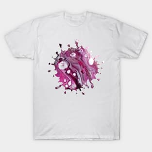 Pink/Purple Acrylic Pour Painting T-Shirt